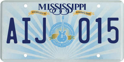 MS license plate AIJ015