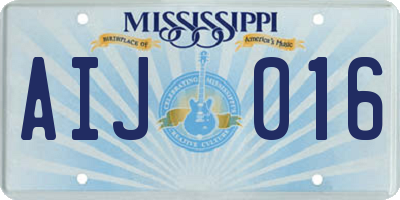 MS license plate AIJ016