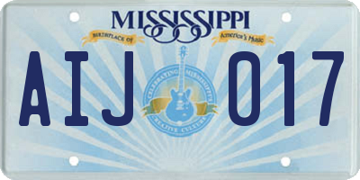 MS license plate AIJ017