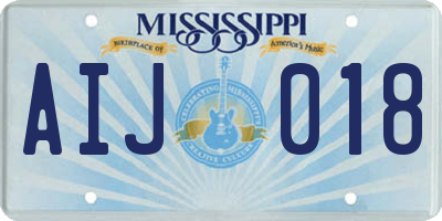 MS license plate AIJ018