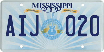 MS license plate AIJ020