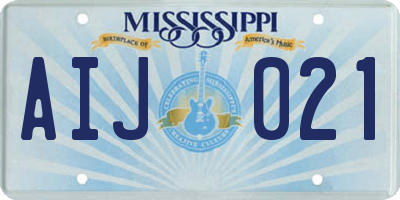 MS license plate AIJ021