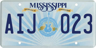 MS license plate AIJ023