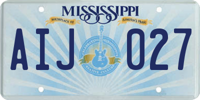 MS license plate AIJ027