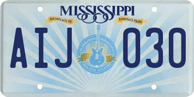 MS license plate AIJ030