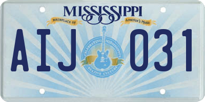 MS license plate AIJ031
