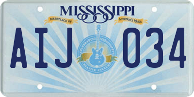 MS license plate AIJ034