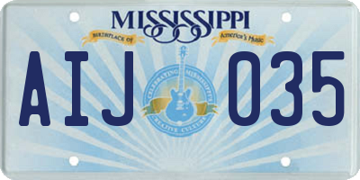 MS license plate AIJ035