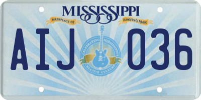 MS license plate AIJ036