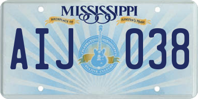 MS license plate AIJ038