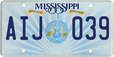 MS license plate AIJ039
