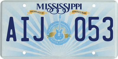 MS license plate AIJ053