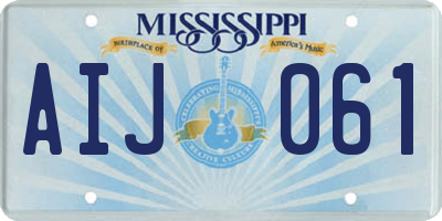 MS license plate AIJ061