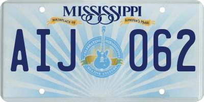 MS license plate AIJ062