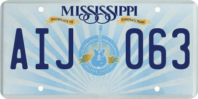 MS license plate AIJ063