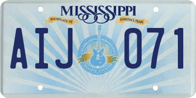 MS license plate AIJ071