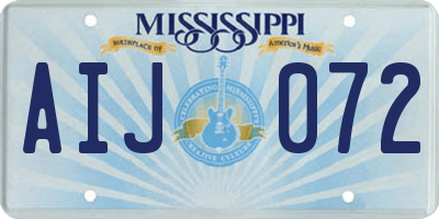 MS license plate AIJ072