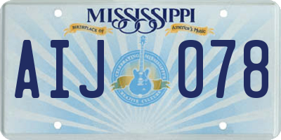 MS license plate AIJ078