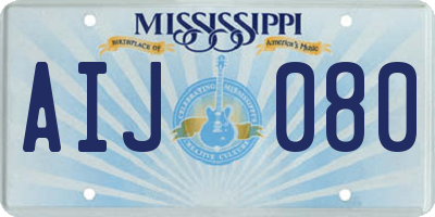 MS license plate AIJ080