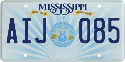 MS license plate AIJ085