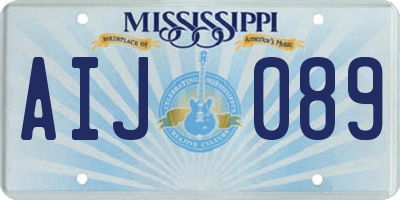 MS license plate AIJ089