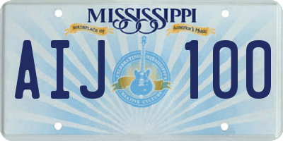 MS license plate AIJ100
