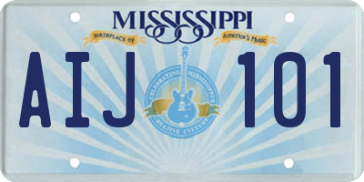 MS license plate AIJ101