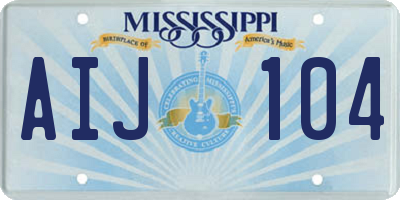 MS license plate AIJ104