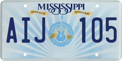 MS license plate AIJ105