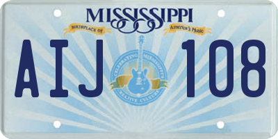 MS license plate AIJ108
