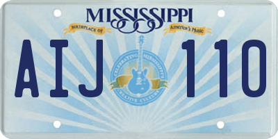 MS license plate AIJ110