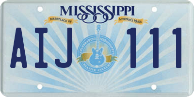 MS license plate AIJ111