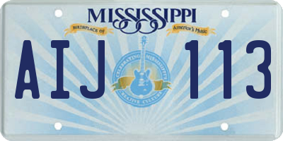 MS license plate AIJ113