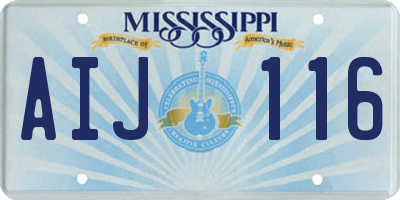 MS license plate AIJ116