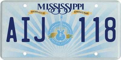 MS license plate AIJ118