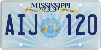 MS license plate AIJ120