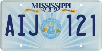 MS license plate AIJ121
