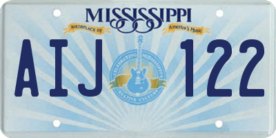 MS license plate AIJ122