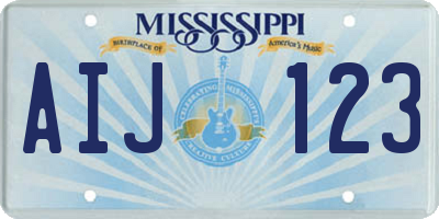 MS license plate AIJ123