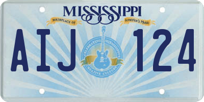 MS license plate AIJ124