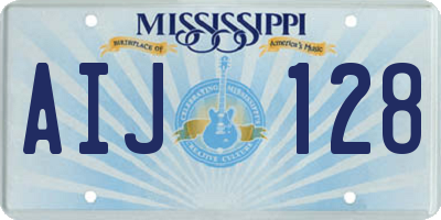 MS license plate AIJ128