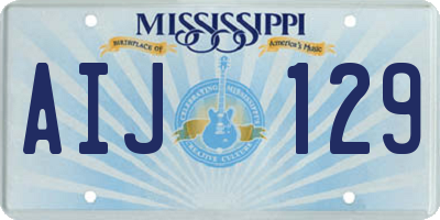 MS license plate AIJ129