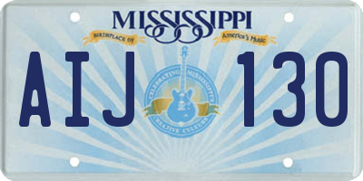 MS license plate AIJ130
