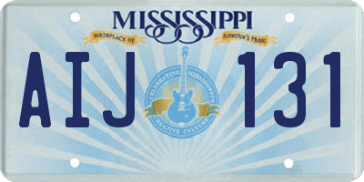 MS license plate AIJ131