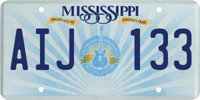 MS license plate AIJ133