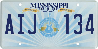 MS license plate AIJ134