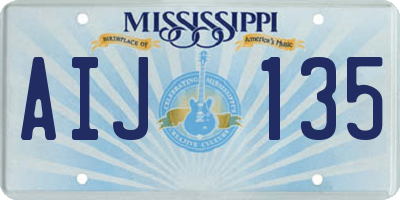 MS license plate AIJ135