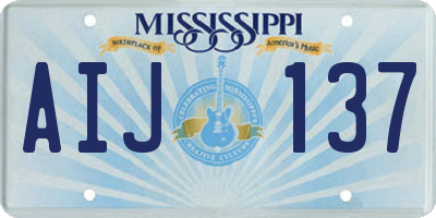 MS license plate AIJ137