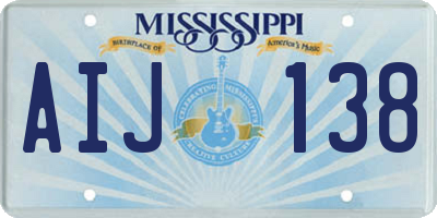 MS license plate AIJ138