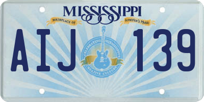 MS license plate AIJ139